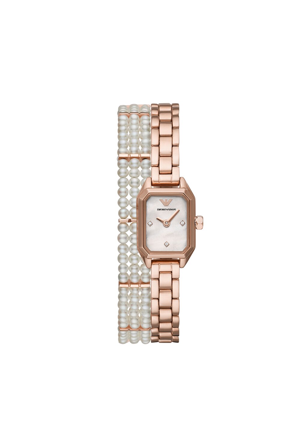 Emporio Armani, Ceas cu bratara dubla cu model petrecut, Auriu